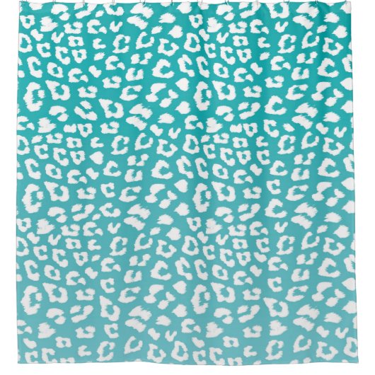 Chique witte luipaardvlekken op turquoise douchegordijn (Voorkant)