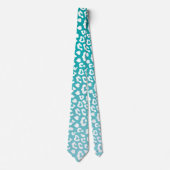 Chique witte luipaardvlekken op turquoise stropdas (Voorkant)