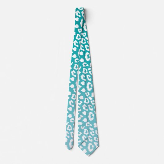 Chique witte luipaardvlekken op turquoise stropdas (Achterkant)