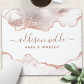 Chique witte marmeren agaat roze gouden glitter muismat