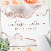 Chique witte marmeren agaat roze gouden glitter muismat