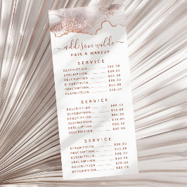 Chique witte marmeren agaat roze gouden glitters r reclamekaart