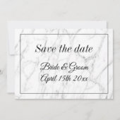 Chique witte marmeren steen bewaar de datum trouwk save the date (Voorkant)