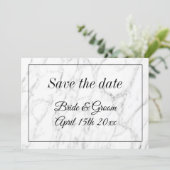 Chique witte marmeren steen bewaar de datum trouwk save the date (Staand voorkant)