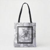 Chique witte marmeren steen textuur aangepaste mon tote bag (Voorkant)