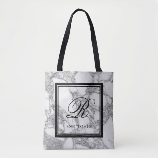 Chique witte marmeren steen textuur aangepaste mon tote bag (Voorkant)