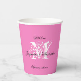 Chique Witte Monogram Zwarte Namen Mooie Roze Papi Papieren Bekers