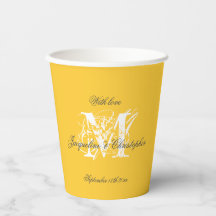 Chique Witte Monogram Zwarte Namen Zonnige Geel