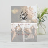 Chique witte overmatig minimalistische 3 foto's ui save the date (Staand voorkant)
