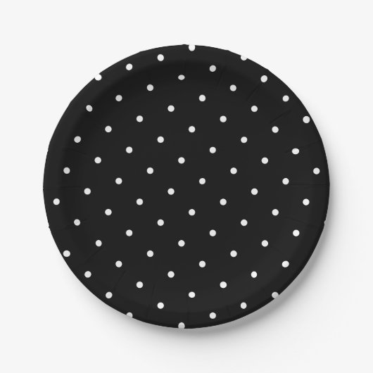 Chique witte polka stippen zwart papieren bordje (Voorkant)