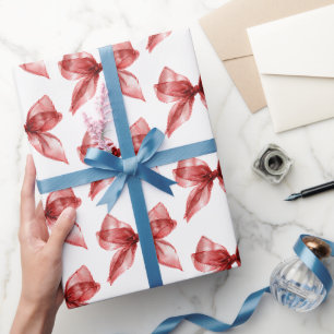 Chique Witte Rode Strikken Verjaardag Cadeaupapier