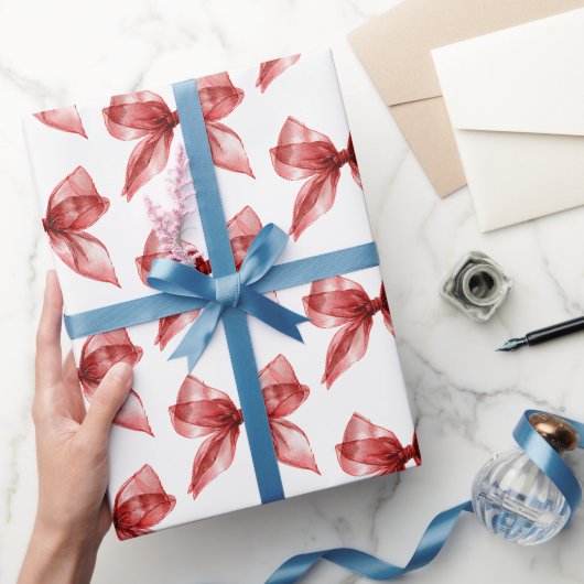Chique Witte Rode Strikken Verjaardag Cadeaupapier (Geschenken)
