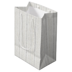 Chique witte roomkleurige grijze strepen trouwjurk medium cadeauzakje