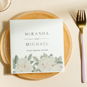 CHIQUE WITTE ROZEN BLOEMEN Botanisch Monogram Servet