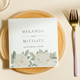 CHIQUE WITTE ROZEN BLOEMEN Botanisch Monogram Servet