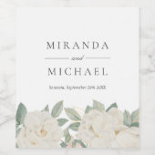 CHIQUE WITTE ROZEN BLOEMEN Botanisch Monogram Wijn Etiket (Enkel label)