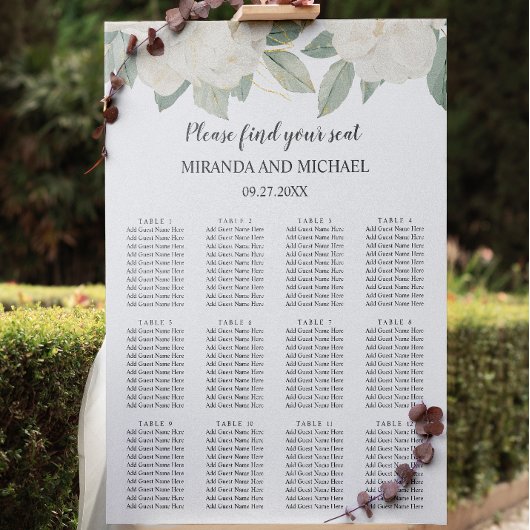 CHIQUE WITTE ROZEN BLOEMEN BOTANISCHE bruiloft zit Poster