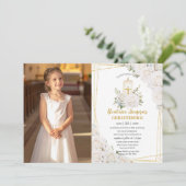 Chique Witte Rozen Bloemend Bloeddoop Doopfeest Fo Kaart (Staand voorkant)