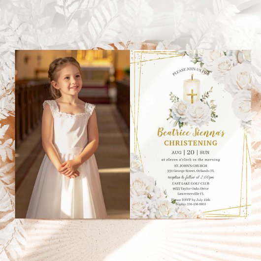 Chique Witte Rozen Bloemend Bloeddoop Doopfeest Fo Kaart