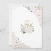 Chique witte rozen bloemendop christeningskaars kaart (Achterkant)