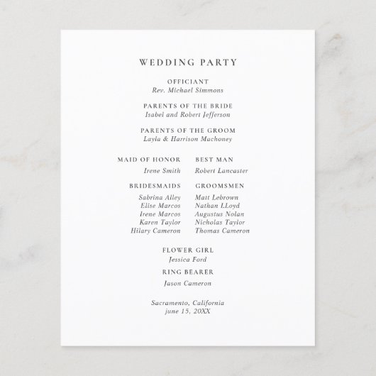 CHIQUE WITTE ROZEN | Botanisch huwelijksprogramma (Achterkant)