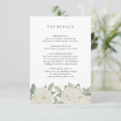 CHIQUE WITTE ROZEN BRUILOFT- GASTDETAILS INFORMATIEKAARTJE (Staand voorkant)