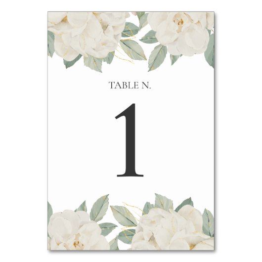 CHIQUE WITTE ROZEN Gepersonaliseerd Tafelnummer (Voorkant)