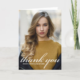 Chique witte script overlay 2024 Afstuderen foto Bedankkaart
