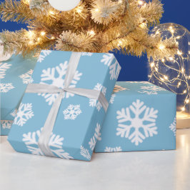 Chique witte sneeuwvlokken Noords patroon op ijsbl Cadeaupapier