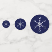 Chique witte sneeuwvlokken op marineblauw tafelcon confetti (Voorkanten)