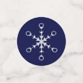 Chique witte sneeuwvlokken op marineblauw tafelcon confetti (Kleine voorkant)