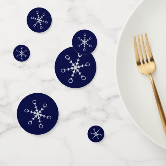Chique witte sneeuwvlokken op marineblauw tafelcon confetti (Groep)