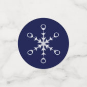 Chique witte sneeuwvlokken op marineblauwe Table C Confetti (Kleine voorkant)