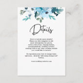 Chique witte stoffige blauwe bloemen bruiloft deta informatiekaartje (Voorkant)