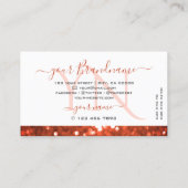 Chique witte Vermilion rode Sparkle Glitter Monogr Visitekaartje (Achterkant)