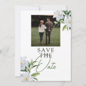 Chique witte Waterverf Jasmine Floral Save the Dat Date (Achterkant)