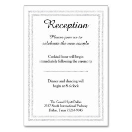 Chique witte zilveren glansrand - receptie-insteek kaart