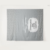 Chique witte zilveren glitter verjaardagsachtergro wandkleed (Voorkant (horizontaal))