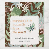 Chique woestijn retro vlinder tuin Baby shower Wijn Etiket (Enkel label)