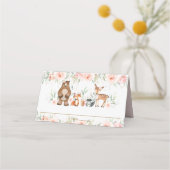 Chique Woodland Dieren Blush Bloemen Douche Verjaa Plaatskaartje (Achterkant)