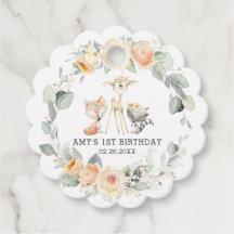 Chique Woodland Dieren Geel Bloemen 1e Verjaardag