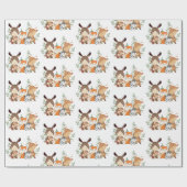 Chique Woodland Green Forest dieren inpakpapier (Vlak)