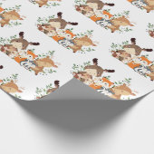 Chique Woodland Green Forest dieren inpakpapier (Hoek)