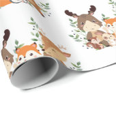 Chique Woodland Green Forest dieren inpakpapier (Rol Hoek)
