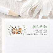 Chique Woodland Green Forest Dieren Retouradres Etiket (Insitu)