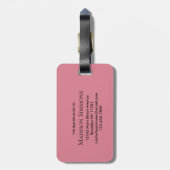 Chique World Traveller Kaart Roze Monogram Naam Sc Bagagelabel (Achterkant verticaal)