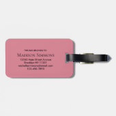 Chique World Traveller Kaart Roze Monogram Naam Sc Bagagelabel (Achterkant horizontaal)