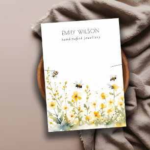Chique Yellow Spring Wildflower Bee Ketting Displa Visitekaartje