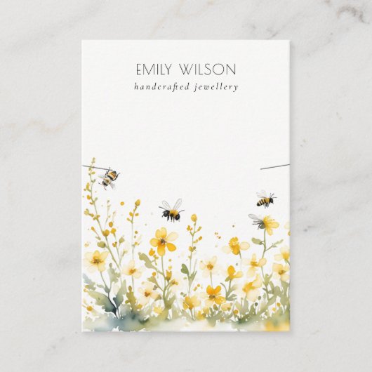 Chique Yellow Spring Wildflower Bee Ketting Displa Visitekaartje (Voorkant)