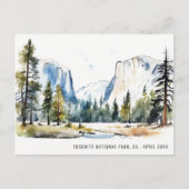Chique Yosemite National Park CA Aquarel Reizen Briefkaart (Voorkant)